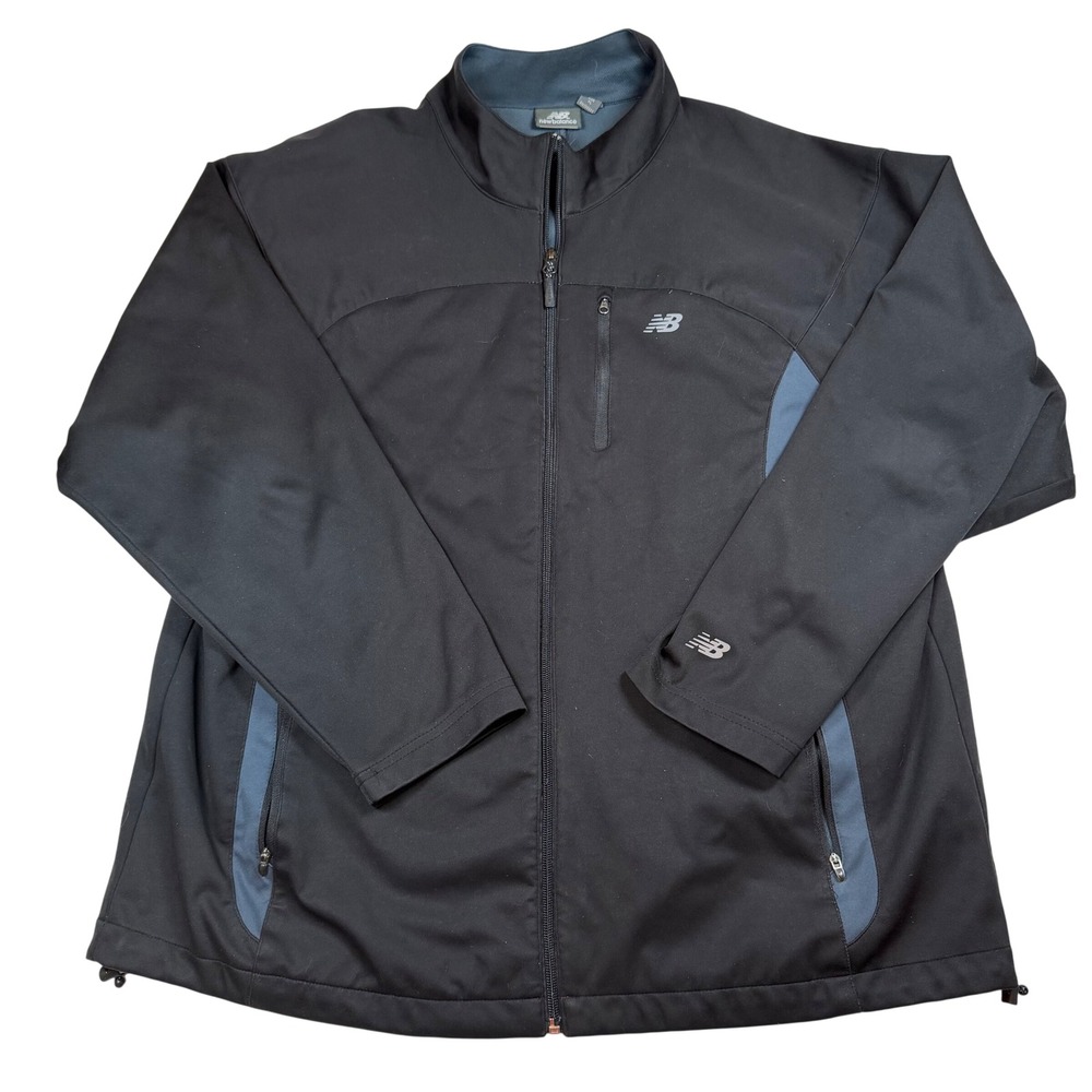 New Balance Mens XL Softshell Full Zip Jacket Black Grey Performance RN130893